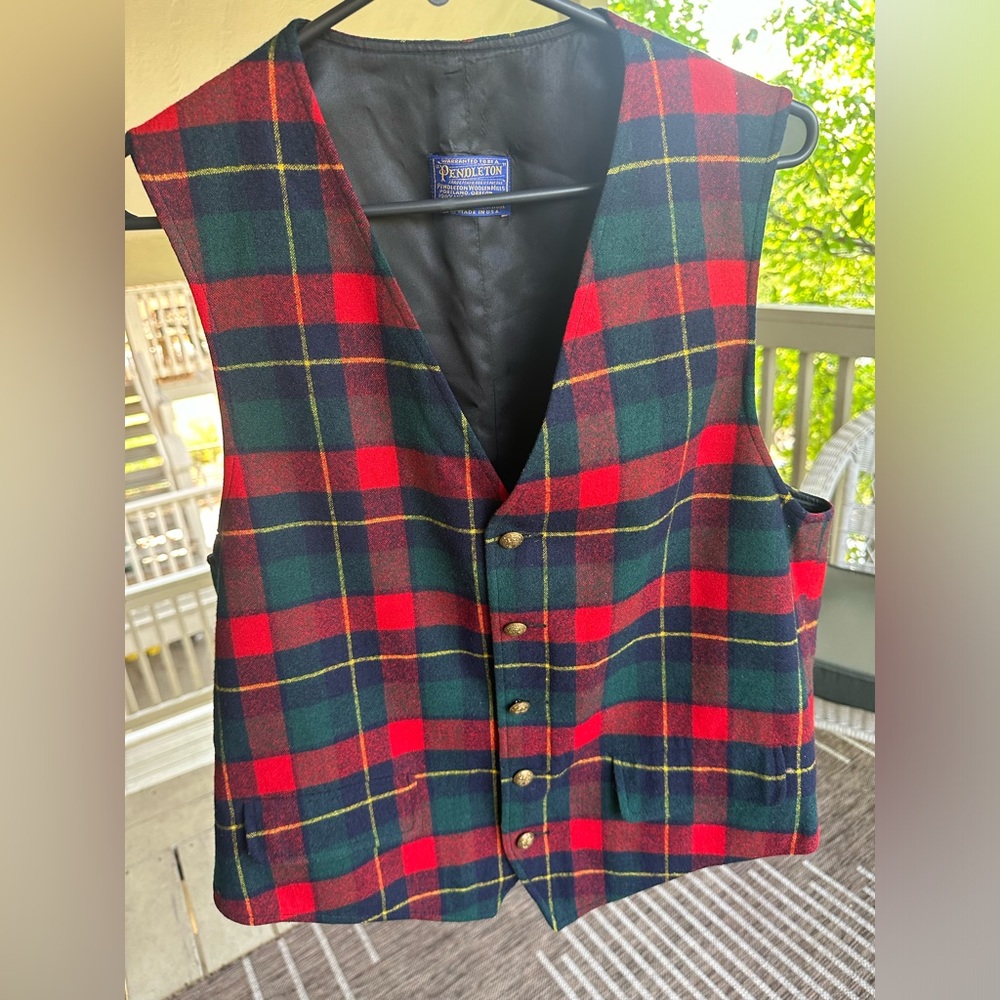 Vintage Pendleton Tartan Plaid 100% Virgin Wool Vest